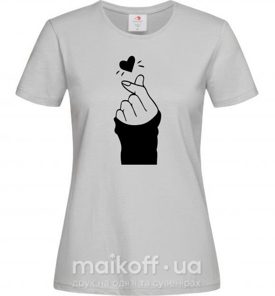 Жіноча футболка Седце із пальців Сірий фото