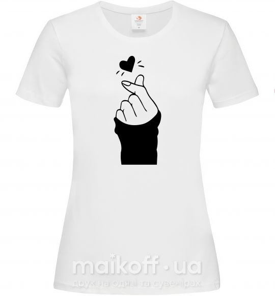 Жіноча футболка Седце із пальців Білий фото