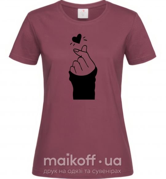Женская футболка Седце із пальців Бордовый фото