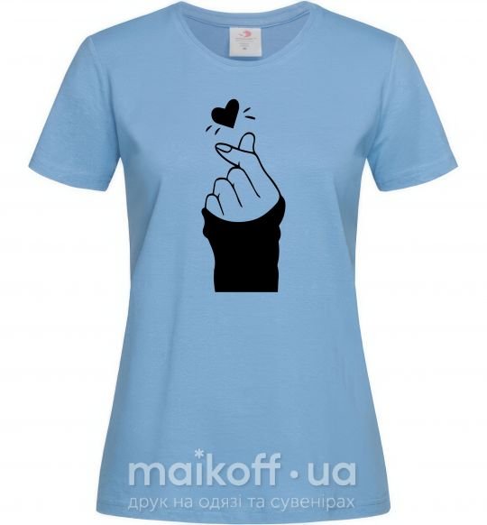 Женская футболка Седце із пальців Голубой фото