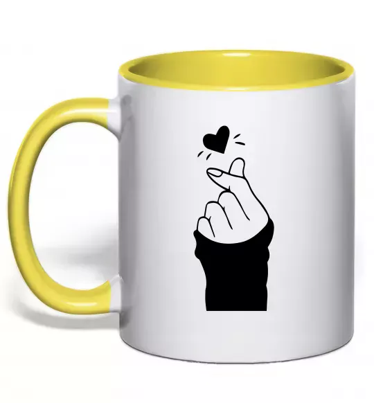 Чашка с цветной ручкой Седце із пальців Солнечно желтый фото