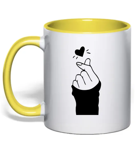 Чашка з кольоровою ручкою Седце із пальців Лимонний фото