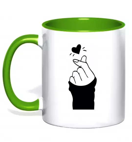 Чашка с цветной ручкой Седце із пальців Зеленый фото