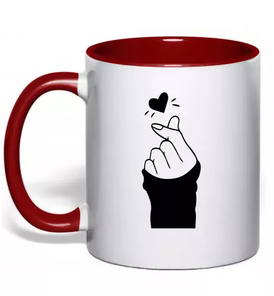 Чашка с цветной ручкой Седце із пальців Красный фото