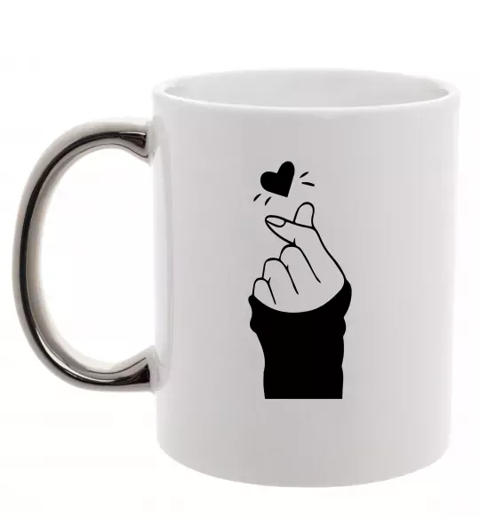 Чашка с цветной ручкой Седце із пальців Серебро фото