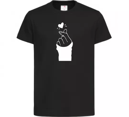 Дитяча футболка Седце із пальців Чорний фото