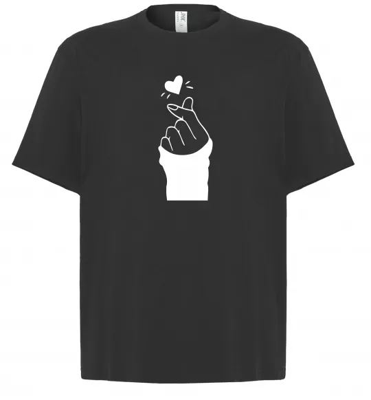 Футболка Оверсайз Седце із пальців Чорний фото