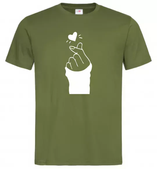 Чоловіча футболка Седце із пальців Оливковий фото
