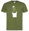 Чоловіча футболка Седце із пальців Оливковий фото