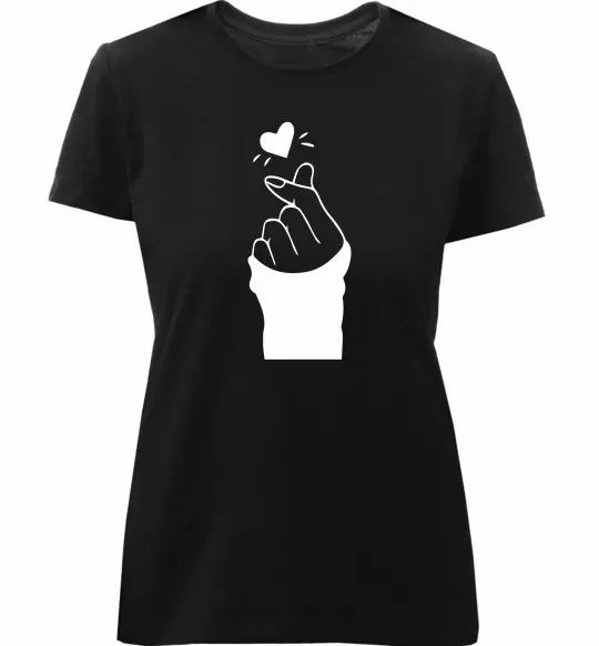 Женская премиум футболка Седце із пальців Черный фото