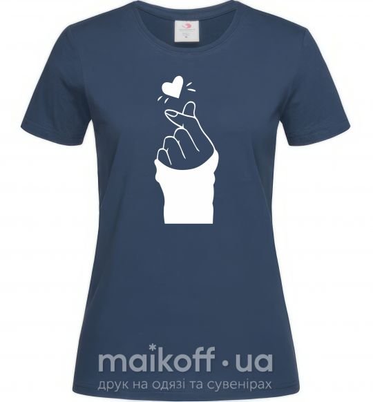 Женская футболка Седце із пальців Темно-синий фото