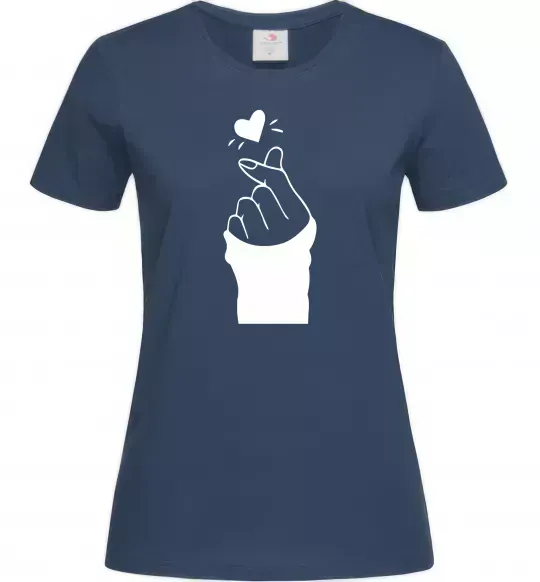 Жіноча футболка Седце із пальців Темно-синій фото