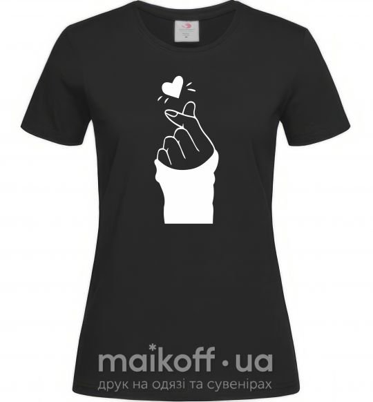 Женская футболка Седце із пальців Черный фото