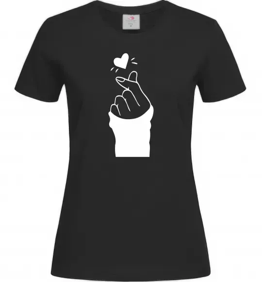 Жіноча футболка Седце із пальців Чорний фото