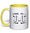 Чашка с цветной ручкой LOVE IS... (DYNO) Лимонный Чашка с цветной ручкой LOVE IS... (DYNO) Лимонный фото