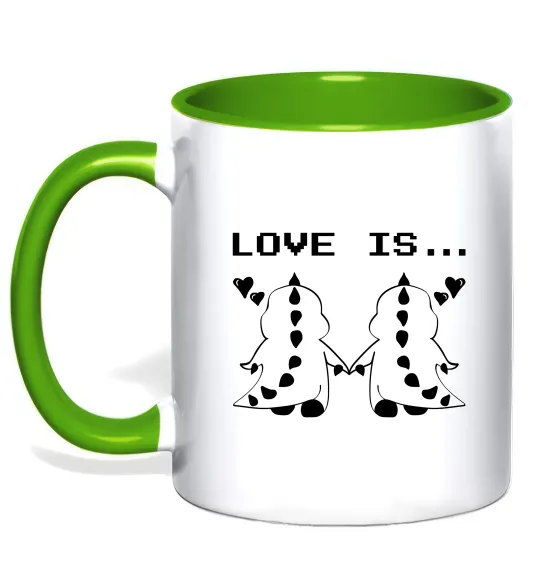 Чашка с цветной ручкой LOVE IS... (DYNO) Лаймовый фото