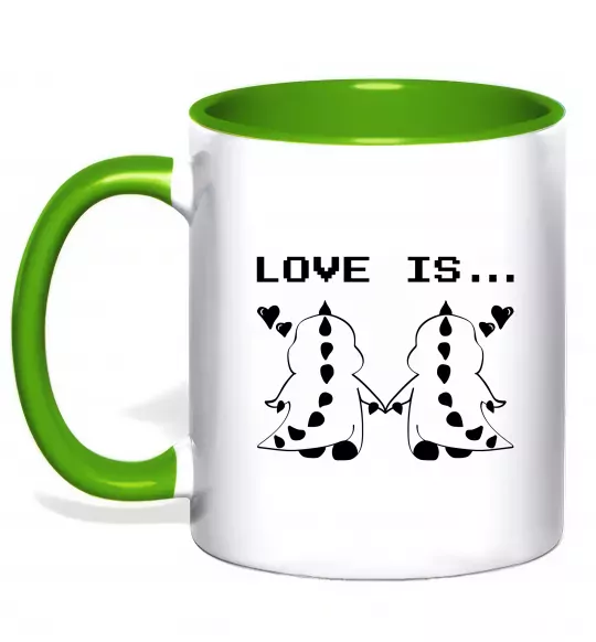 Чашка с цветной ручкой LOVE IS... (DYNO) Зеленый фото