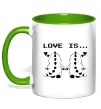 Чашка с цветной ручкой LOVE IS... (DYNO) Зеленый фото