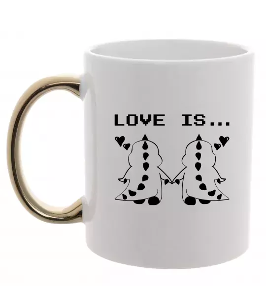 Чашка с цветной ручкой LOVE IS... (DYNO) Золото фото