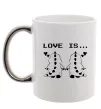 Чашка с цветной ручкой LOVE IS... (DYNO) Серебро фото