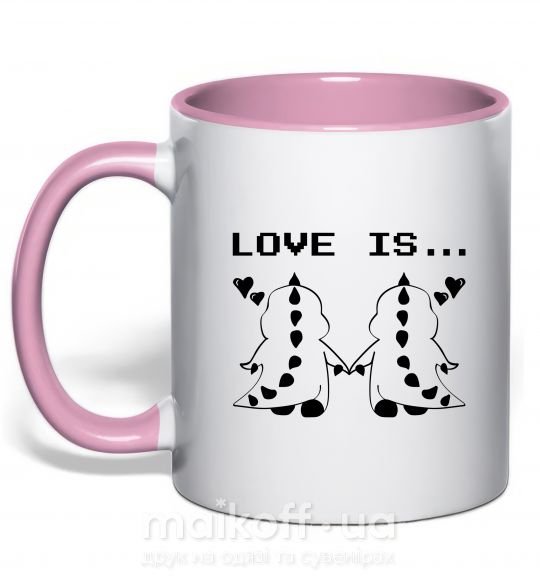 Чашка с цветной ручкой LOVE IS... (DYNO) Нежно розовый фото