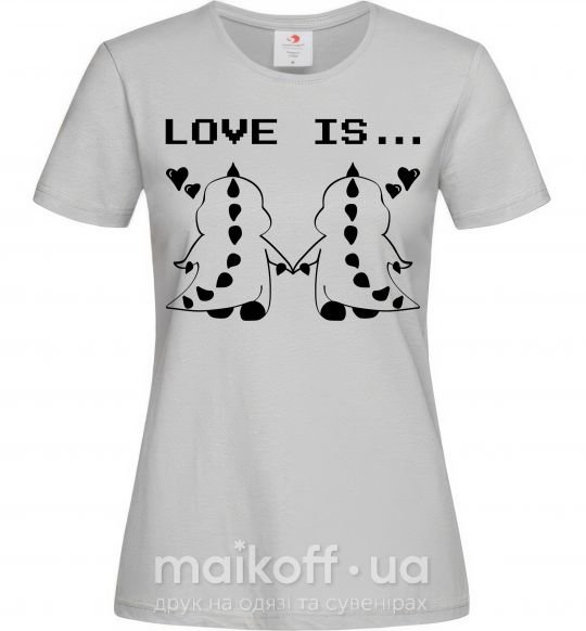 Женская футболка LOVE IS... (DYNO) Серый фото