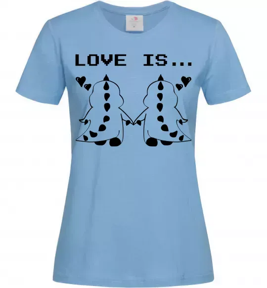 Жіноча футболка LOVE IS... (DYNO) Блакитний фото