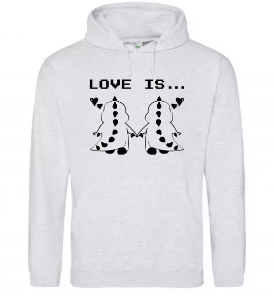 Жіноча толстовка (худі) LOVE IS... (DYNO) Сірий меланж фото