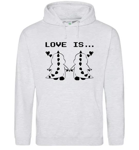 Чоловіча толстовка (худі) LOVE IS... (DYNO) Сірий меланж фото