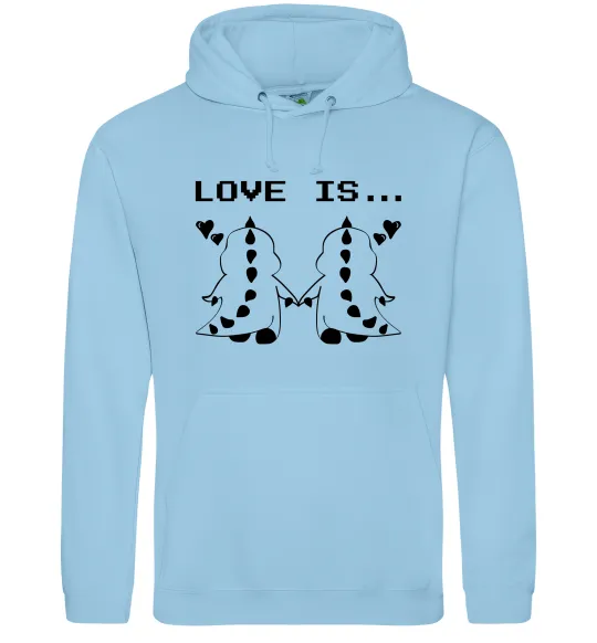 Мужская толстовка (худи) LOVE IS... (DYNO) Голубой фото