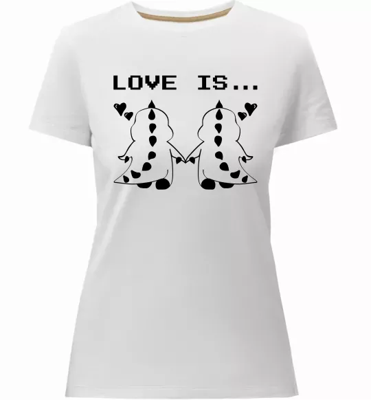 Женская премиум футболка LOVE IS... (DYNO) Белый фото