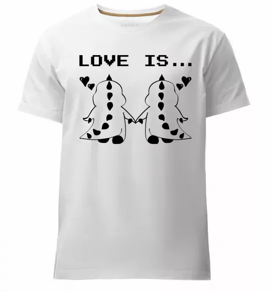 Мужская премиум футболка LOVE IS... (DYNO) Белый фото