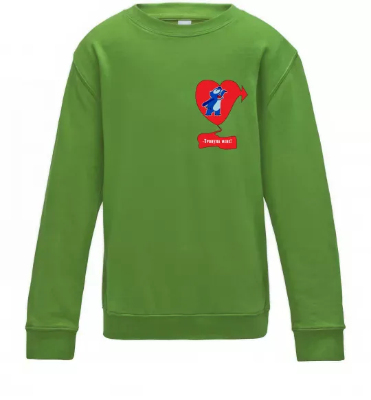 Дитячий світшот -Тронула мене! Стіч Лаймовий фото