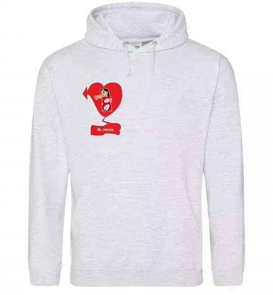 Женская толстовка (худи) -Не трогала! Ліло Серый меланж фото