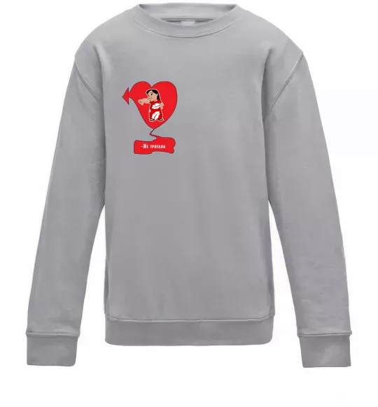 Детский Свитшот -Не трогала! Ліло Серый меланж фото