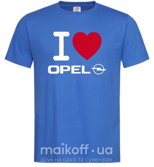 Мужская футболка I Love Opel L Ярко-синий фото