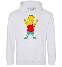 Мужская толстовка (худи) Барт победитель, колір - сірий-меланж, розмір - 2XL