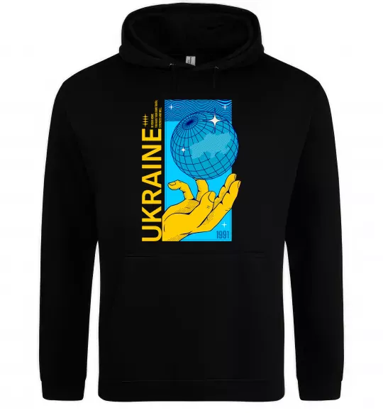 Женская толстовка (худи) ukraine home 1991 Черный фото