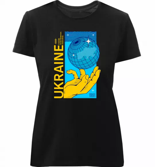 Жіноча преміум футболка ukraine home 1991 Чорний фото