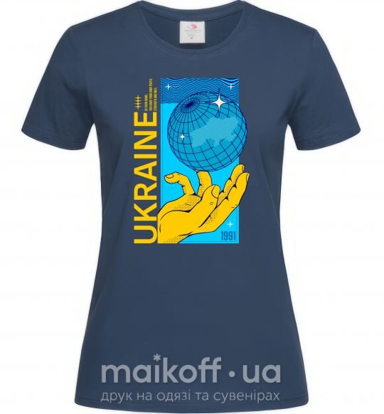 Жіноча футболка ukraine home 1991 Темно-синій фото