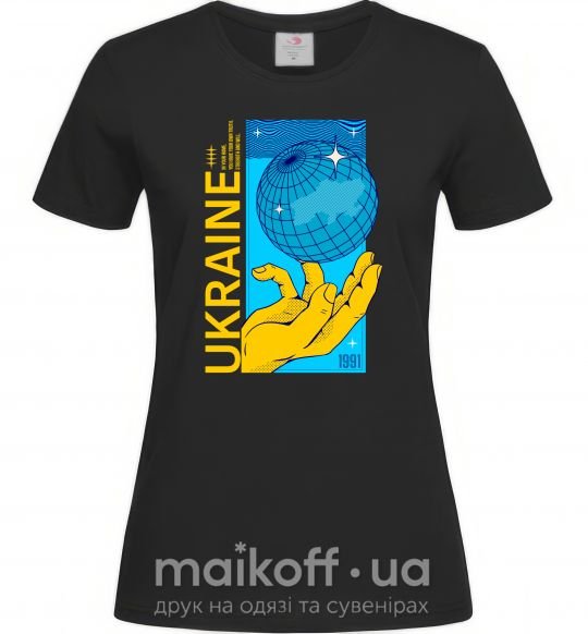 Жіноча футболка ukraine home 1991 Чорний фото