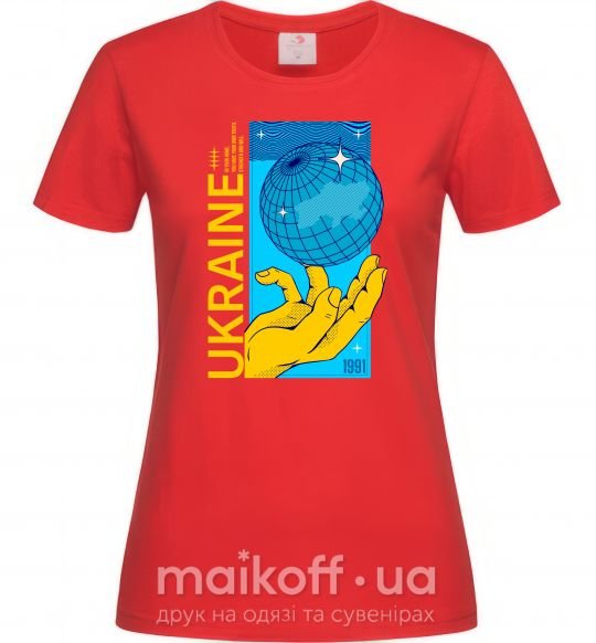 Жіноча футболка ukraine home 1991 Червоний фото