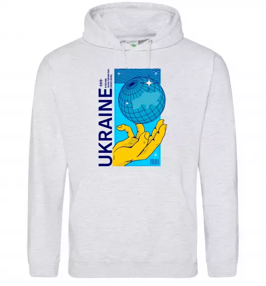 Женская толстовка (худи) ukraine home 1991 Серый меланж фото
