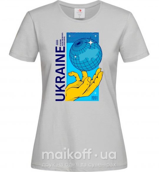 Жіноча футболка ukraine home 1991 Сірий фото