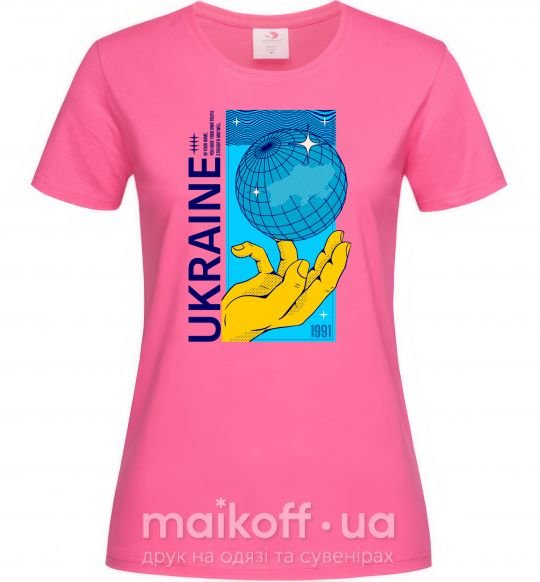 Жіноча футболка ukraine home 1991 Яскраво-рожевий фото