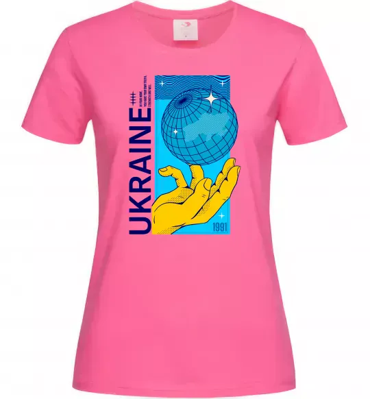 Жіноча футболка ukraine home 1991 Яскраво-рожевий фото