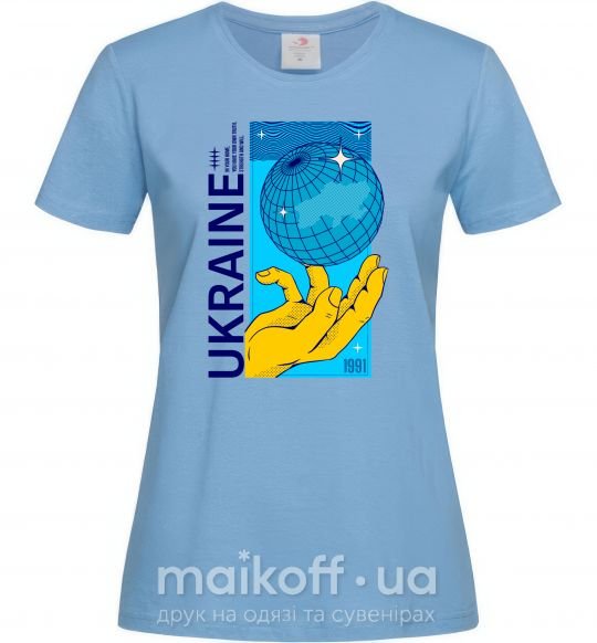 Жіноча футболка ukraine home 1991 Блакитний фото