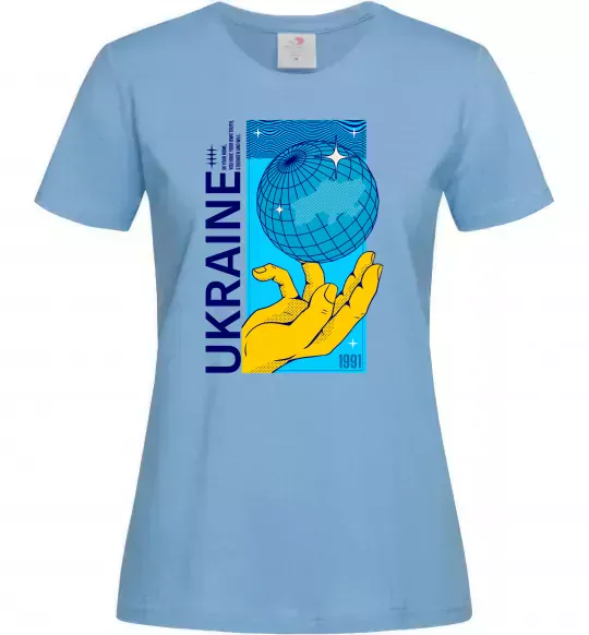 Жіноча футболка ukraine home 1991 Блакитний фото