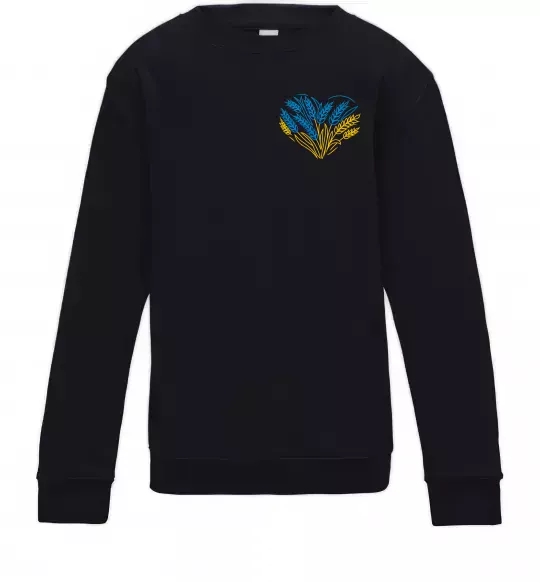 Дитячий світшот серце з колосками Вишивка Чорний фото