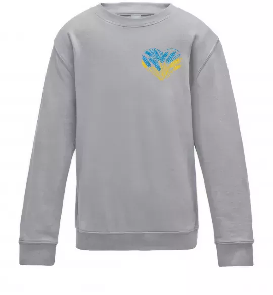 Дитячий світшот серце з колосками Вишивка Сірий меланж фото